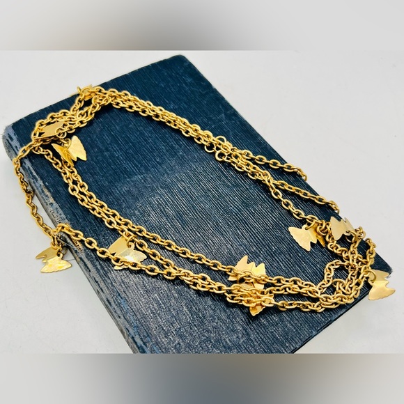 Vintage SARAH COVENTRY 2-piece gold tone butterfly chain necklace 18” & 32” - Picture 4 of 7